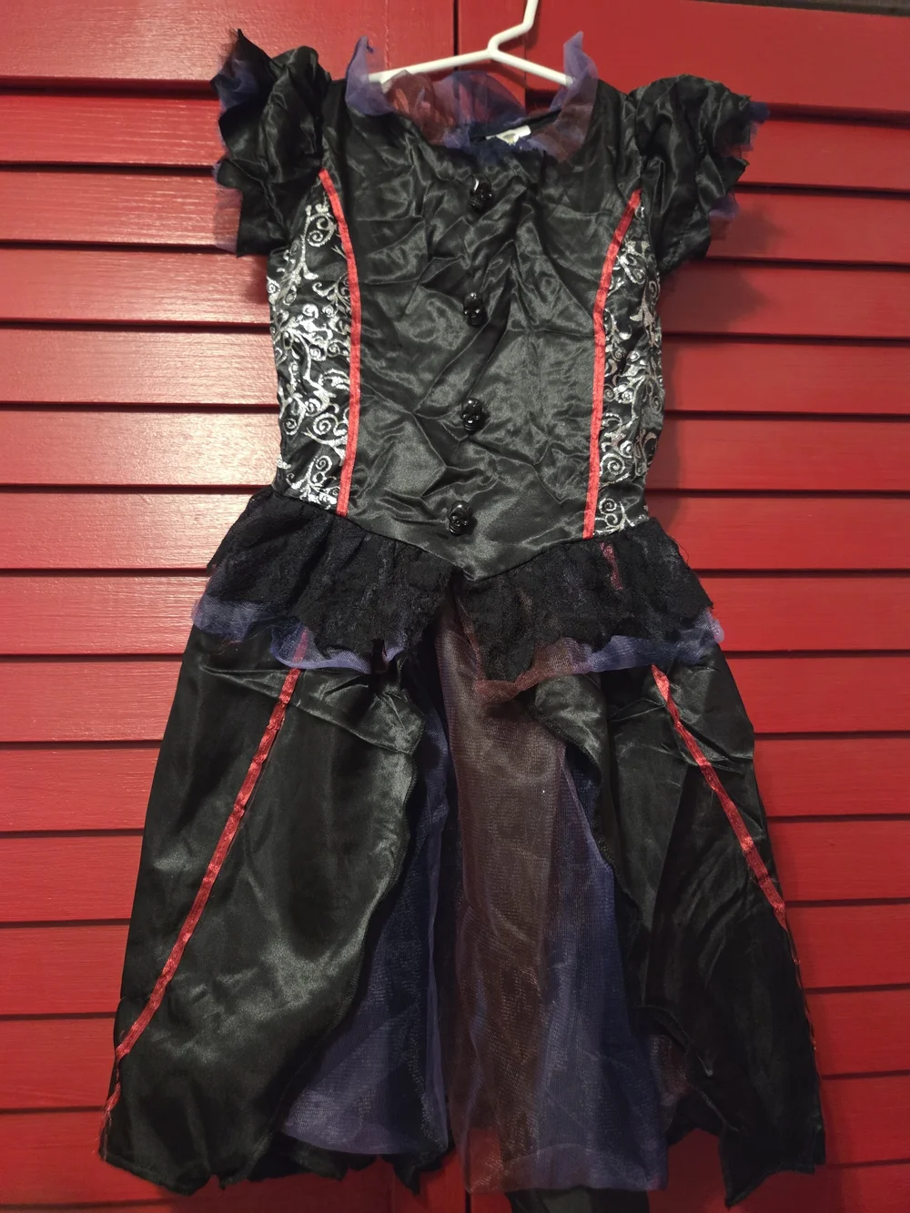 Girls Black and Purple Gothic Vampire Costume Dress